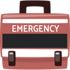 A red brief case with the word Emergency written on it to symbolise an emergency kit.